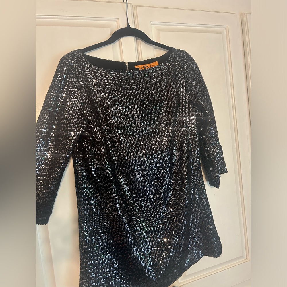 Tory Burch Black Sequin Top